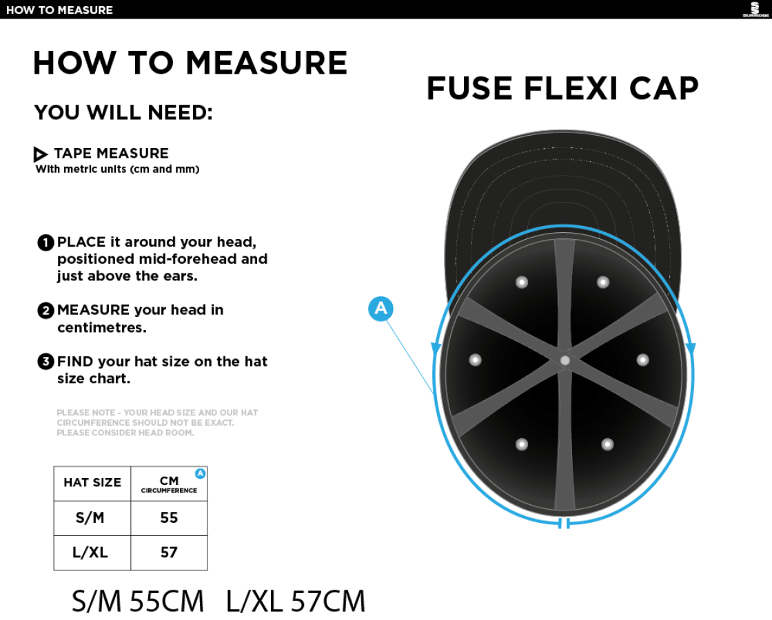 Clackmannanshire CCC - Fuse Flexi Cap - Size Guide