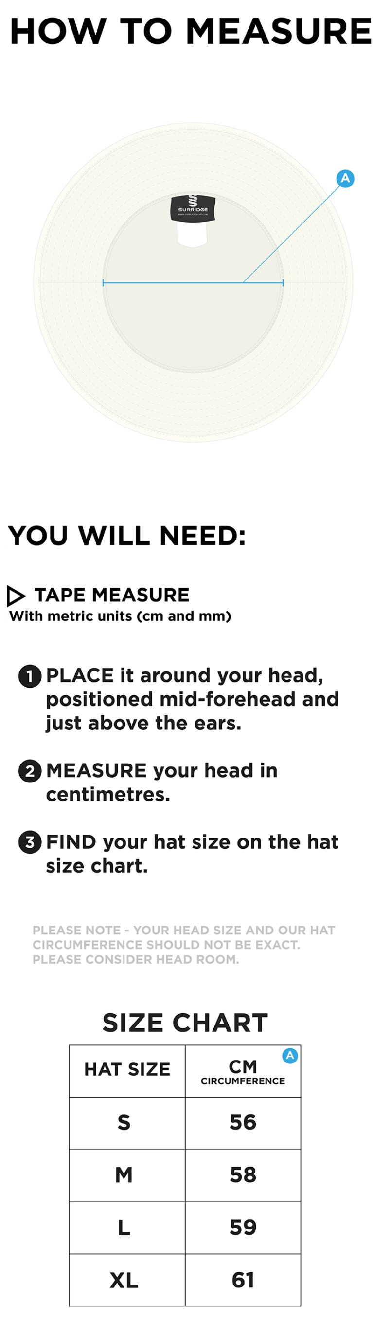 Clackmannanshire CCC - Floppy Hat - Size Guide