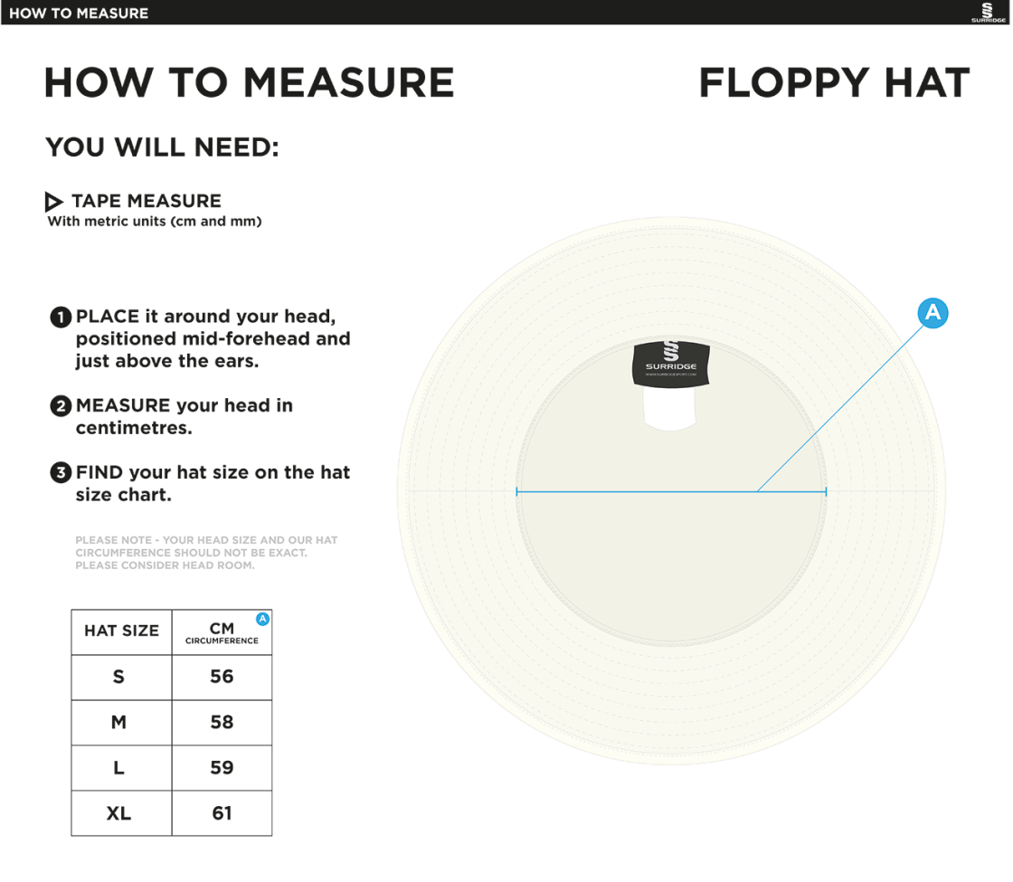 Clackmannanshire CCC - Floppy Hat - Size Guide