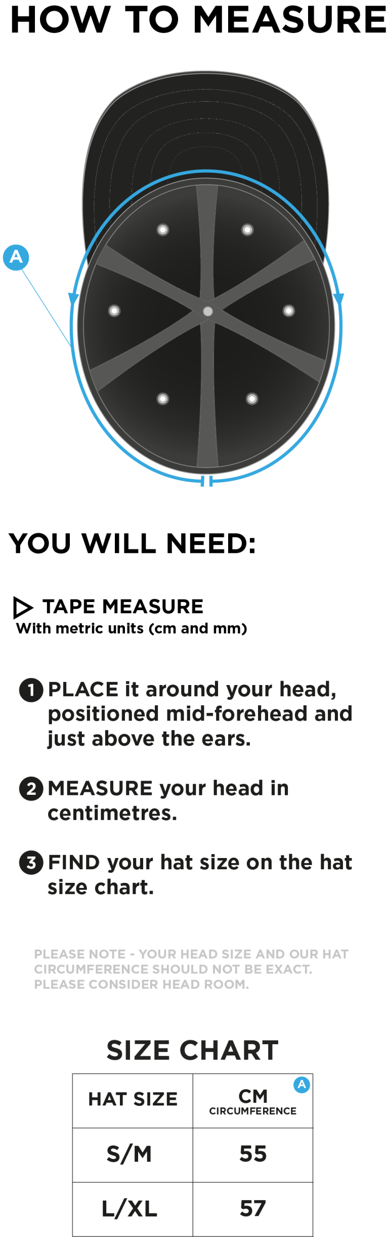 Clackmannanshire CCC - Fuse Flexi Cap - Size Guide