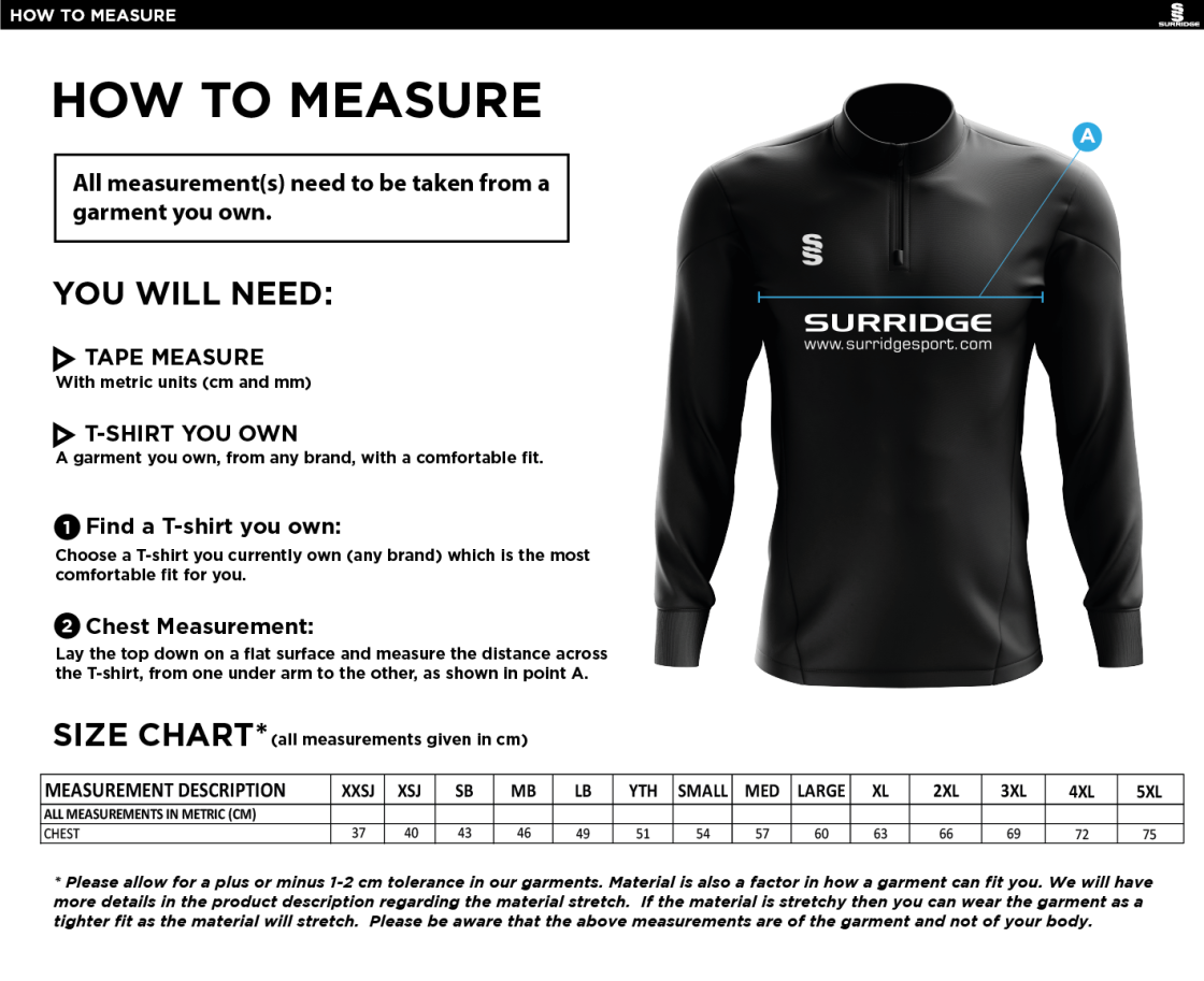 Clackmannanshire CCC - Blade Performance Top - Size Guide