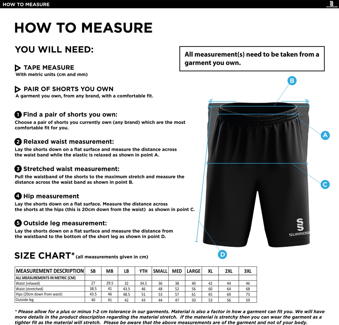 Clackmannanshire CCC - Blade Shorts - Size Guide